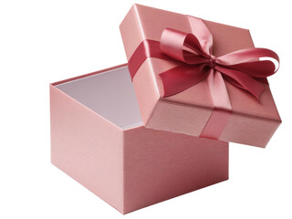 Obraz premium open pink gift box with ribbon on white background