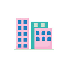 Vecor illustration of modern colorful three urban buildings.