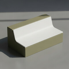 Modern minimalist sofa with a curved backrest and olive green frame