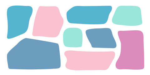 Abstract boho shapes, trendy modern organic stains silhouettes, nature simple aesthetic elements. Modern contemporary collage, various cute blobs. Isolated. Vector illustration.