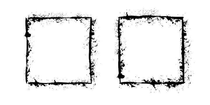 Grunge ink blot frame with streaks, splashes, spots, dots, streaks.Abstract spot cadre.Splatters of paint, watercolor stain. Texture for the design of postcards, banners, posters. Isolated. Vector