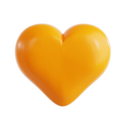 3D Rendered Glossy Orange Heart Symbol on Black Background