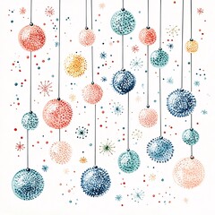 pastel bauble doodle korean soft, white background