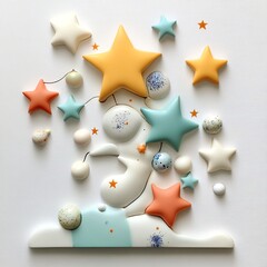 clean star-and-dot minimal arrangement pastel, white background