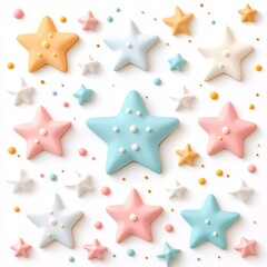 clean star-and-dot minimal arrangement pastel, white background