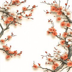 pastel decorative border in korean style, white background