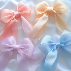 pastel ribbon clean minimal korean soft, white background