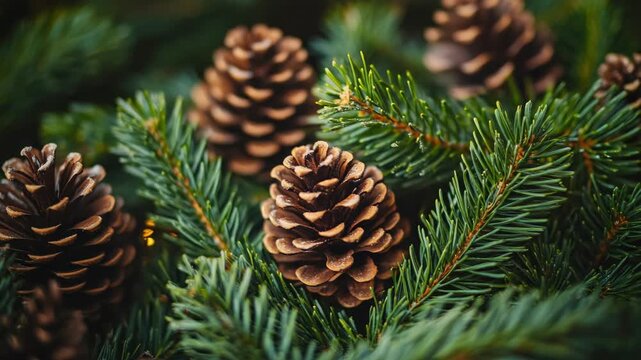 Evergreen Christmas Decoration with Pine Cones
