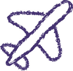Hand-Drawn Purple Airplane Outline. Flight, Travel, Aviation, Adventure Doodle Icon
