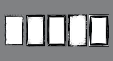 Frame icon set, border style comparison, black and white design elements, UI selection interface, graphic layout illustration