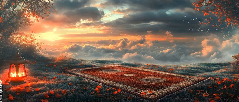 Prayer mat, ramadan kareem.