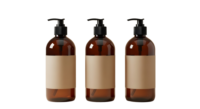 Amber Pump Bottle Mockup Set for Cosmetic and Personal Care Branding