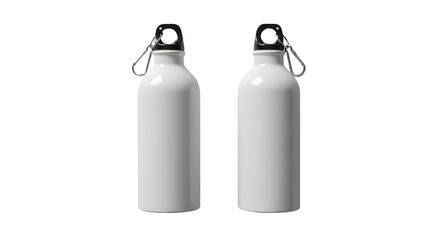 Metal Sports Water Bottle Mockup Set with Carabiner for Branding Design