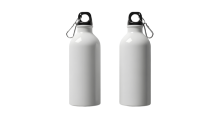 Metal Sports Water Bottle Mockup Set with Carabiner for Branding Design