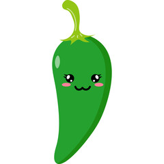 Cute Green Chili Pepper Character Illustration