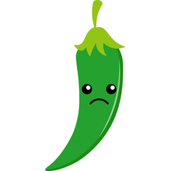Cute Green Chili Pepper Character Illustration