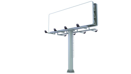 Obraz premium Large Pole Billboard Advertising - Double billboard on a pole. 3D rendering isolated on white background. Ideal for educational, engineering, and industrial design projects.
