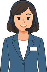 Cartoon Customer Service Representative with Headset