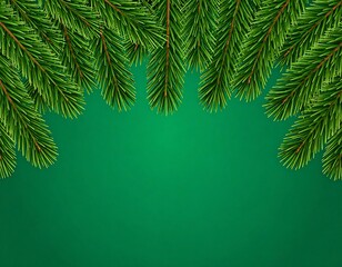 Lush, green evergreen boughs frame a vibrant emerald backdrop, festive & natural