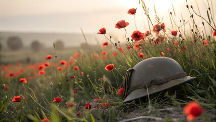 Red poppies bloom beautifully in a summer field meadow