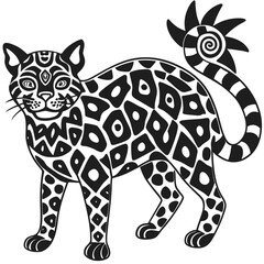 Fototapeta premium Stylized tribal art cat with intricate patterns and unique designs