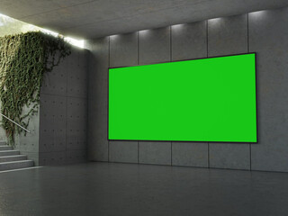 Landscape billboard next to the staircase