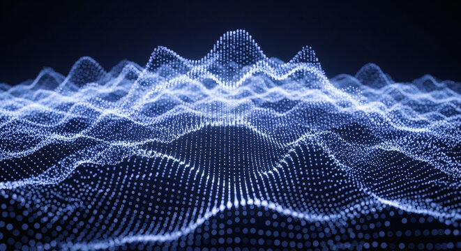 Abstract Blue Particle Waveform A Dynamic Visualization of Data and Sound