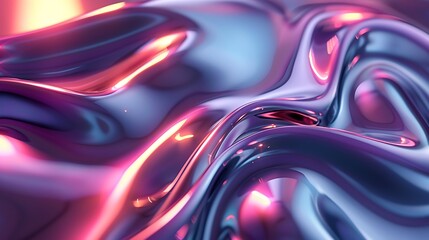 Vibrant Abstract Metallic Liquid Surface with Dynamic Holographic Colors and Flowing Waves.