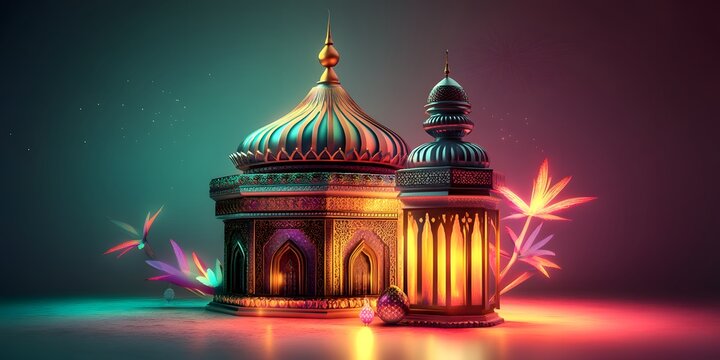 Ramadan night, mosque, lantern.