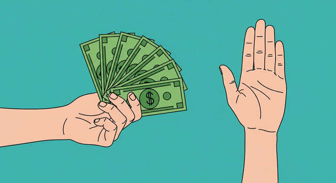 Rejecting easy money shows integrity and ethical strength in business or personal finance, creating a powerful message of principled decision making