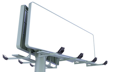 Double billboard on a pole with lighting. 3D rendering isolated on white background. Ideal for educational, engineering, and industrial design projects.