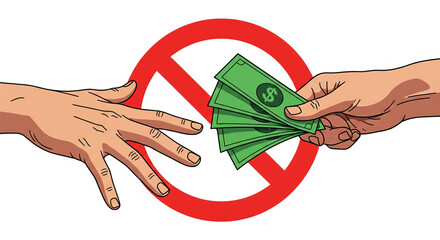 Rejecting bribery with integrity and ethics, a clear signal against corruption and illicit financial activities, promoting honesty and transparency in business