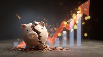 Budgetary ruptures: the strain of unforeseen expenditures. Investment growth. Cracked piggy bank story: visualizing financial hardships and new challenges. Data insights. Revenue optimization.