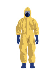 safety worker dressed in yellow safety suit