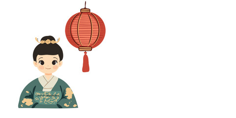 traditional chinese fashion woman banner for message
