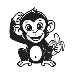 Four cartoon chef monkey character set