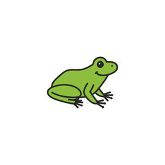 Naklejka premium Stylized depiction of a cheerful amphibian featuring simplistic lines and a bright color palette