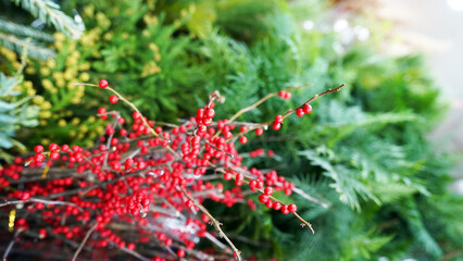 Christmas decoration featuring vibrant Winterberry and Japanese Winterberry
