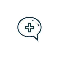 Obraz premium Stylized medical assistance icon within a speech bubble implying urgent healthcare dialog and