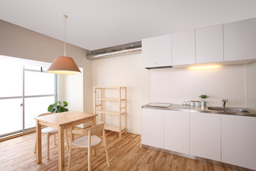 Minimalist Scandinavian Kitchen Dining Area Wood Floor