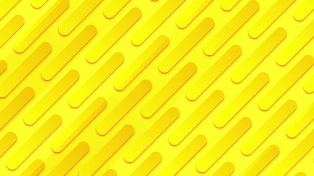 Seamless abstract background pattern with diagonal yellow rounded rectangle shapes and subtle shadow effect 4k video