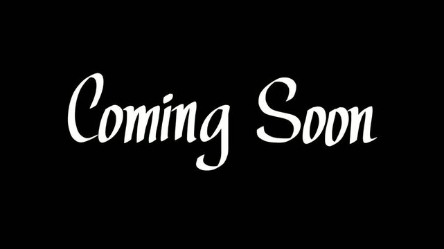 A looping animation featuring the text “Coming Soon,” smoothly appearing and disappearing in a modern, attention-grabbing style, creating anticipation for an upcoming release or event.
