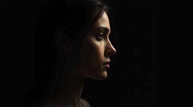 Woman portrait in shadow with subtle lighting - Powered by Adobe