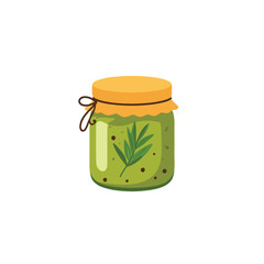 Wholesome delight cartoon illustration showcasing a jar of herb infused product perfect for