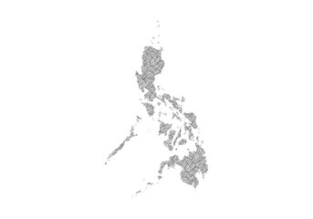 Philliphines map hand drawn sketch on white background vector, freehand hatch style map, vintage map.