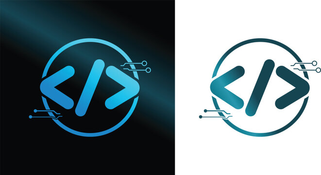 unique AI coding bracket vector icon