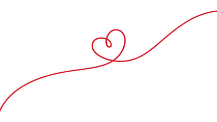 A continuous red line gracefully forms a delicate heart shape, symbolizing love, connection, and passion, elegantly pristine