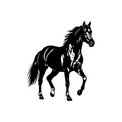 Obraz premium Dynamic Black Horse Silhouette Illustration - Majestic Equestrian Icon
