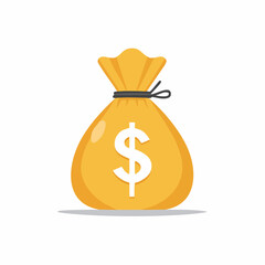 Cartoon Styled Money Bag with Dollar Sign Representing Savings Investments and Wealth