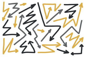 Doodle Arrow Set with Sharp Lines and Dynamic Shapes